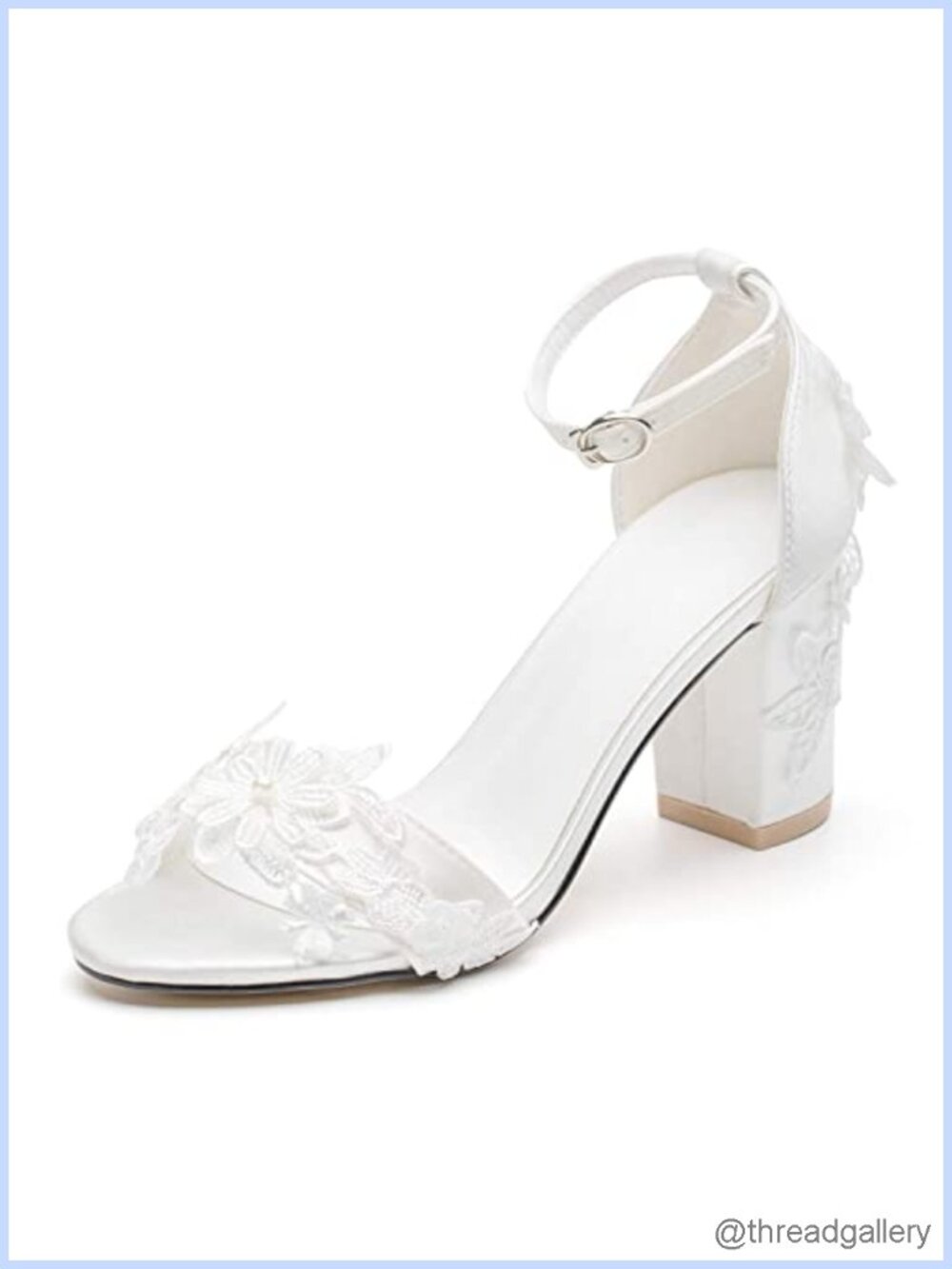 Bridal Open Toe Block Heel Ankle Strap Wedding Sandal